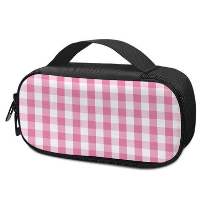 Pink And White Check Pattern Print Insulin Cooler Travel Case