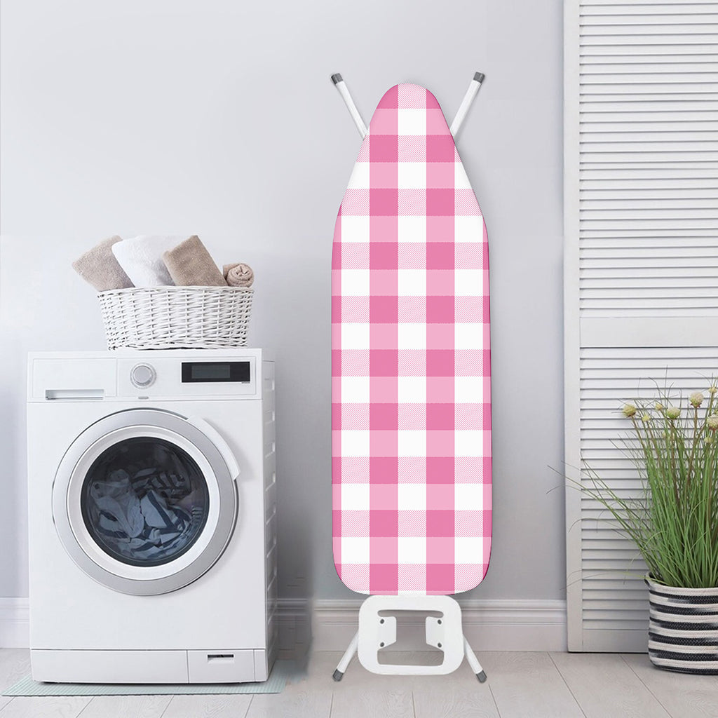 Pink And White Check Pattern Print Ironing Board Cover