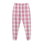 Pink And White Check Pattern Print Jogger Pants