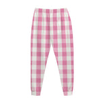 Pink And White Check Pattern Print Jogger Pants