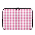 Pink And White Check Pattern Print Laptop Sleeve