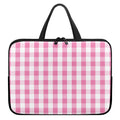 Pink And White Check Pattern Print Laptop Sleeve With Handle