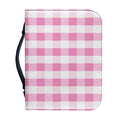 Pink And White Check Pattern Print Leather Bible Cover