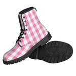 Pink And White Check Pattern Print Backpack