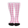 Pink And White Check Pattern Print Long Socks