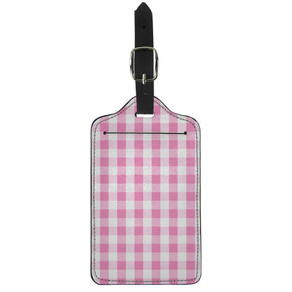 Pink And White Check Pattern Print Luggage Tag