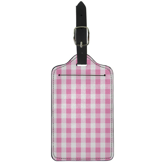 Pink And White Check Pattern Print Luggage Tag