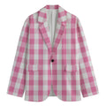 Pink And White Check Pattern Print Men's Blazer