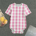 Pink And White Check Pattern Print Men's Bodysuit