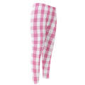 Pink And White Check Pattern Print Men's Compression Pants