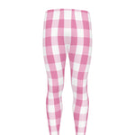 Pink And White Check Pattern Print Men's leggings