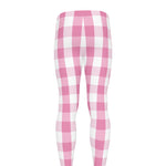 Pink And White Check Pattern Print Men's leggings