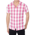 Pink And White Check Pattern Print Men's Shirt