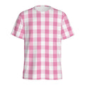 Pink And White Check Pattern Print Men's Athletic T-Shirt