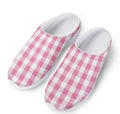 Pink And White Check Pattern Print Mesh Casual Shoes