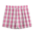 Pink And White Check Pattern Print Mesh Shorts