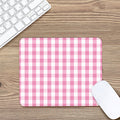 Pink And White Check Pattern Print Mouse Pad