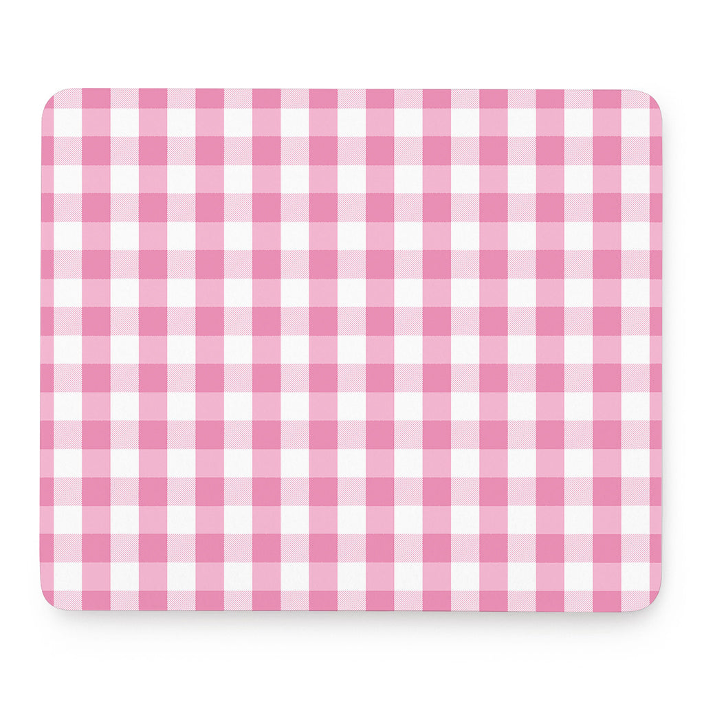 Pink And White Check Pattern Print Mouse Pad