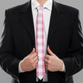 Pink And White Check Pattern Print Necktie