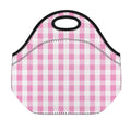 Pink And White Check Pattern Print Neoprene Lunch Bag