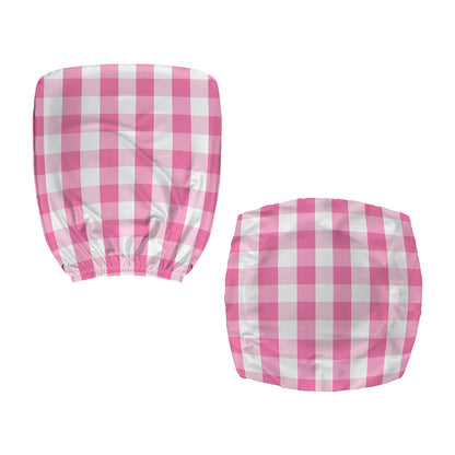 Pink And White Check Pattern Print Office Chair Cover