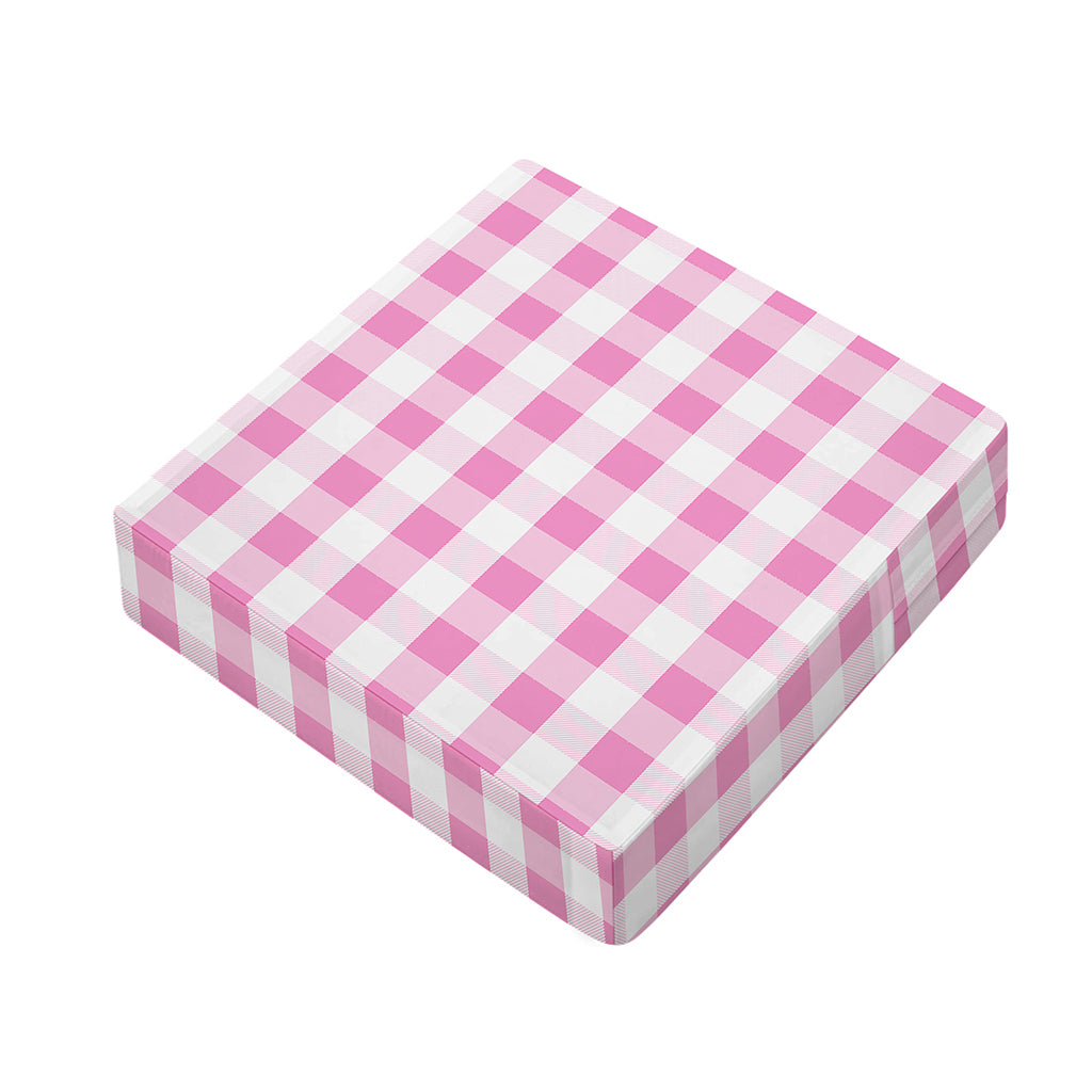 Pink And White Check Pattern Print Outdoor Seat Cushion Cover