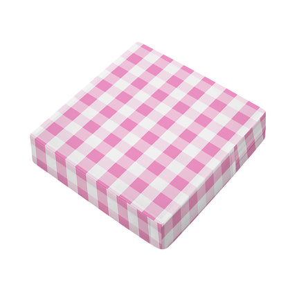 Pink And White Check Pattern Print Outdoor Seat Cushion Cover