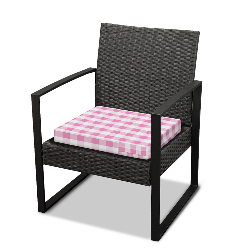 Pink And White Check Pattern Print Outdoor Seat Cushion Cover