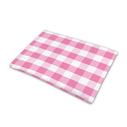 Pink And White Check Pattern Print Pet Cooling Mat Cover