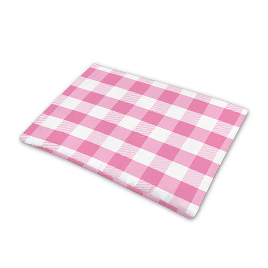 Pink And White Check Pattern Print Pet Cooling Mat Cover