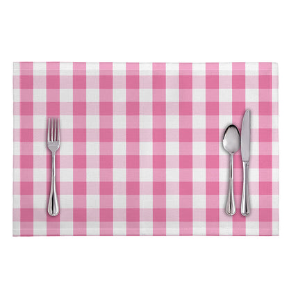 Pink And White Check Pattern Print Placemat