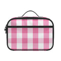 Pink And White Check Pattern Print Portable Lunch Bag