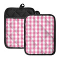 Pink And White Check Pattern Print Pot Holders With Pocket