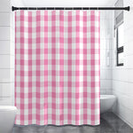 Pink And White Check Pattern Print Premium Shower Curtain