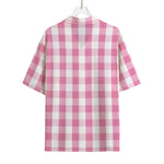 Pink And White Check Pattern Print Rayon Hawaiian Shirt