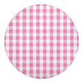 Pink And White Check Pattern Print Round Blanket