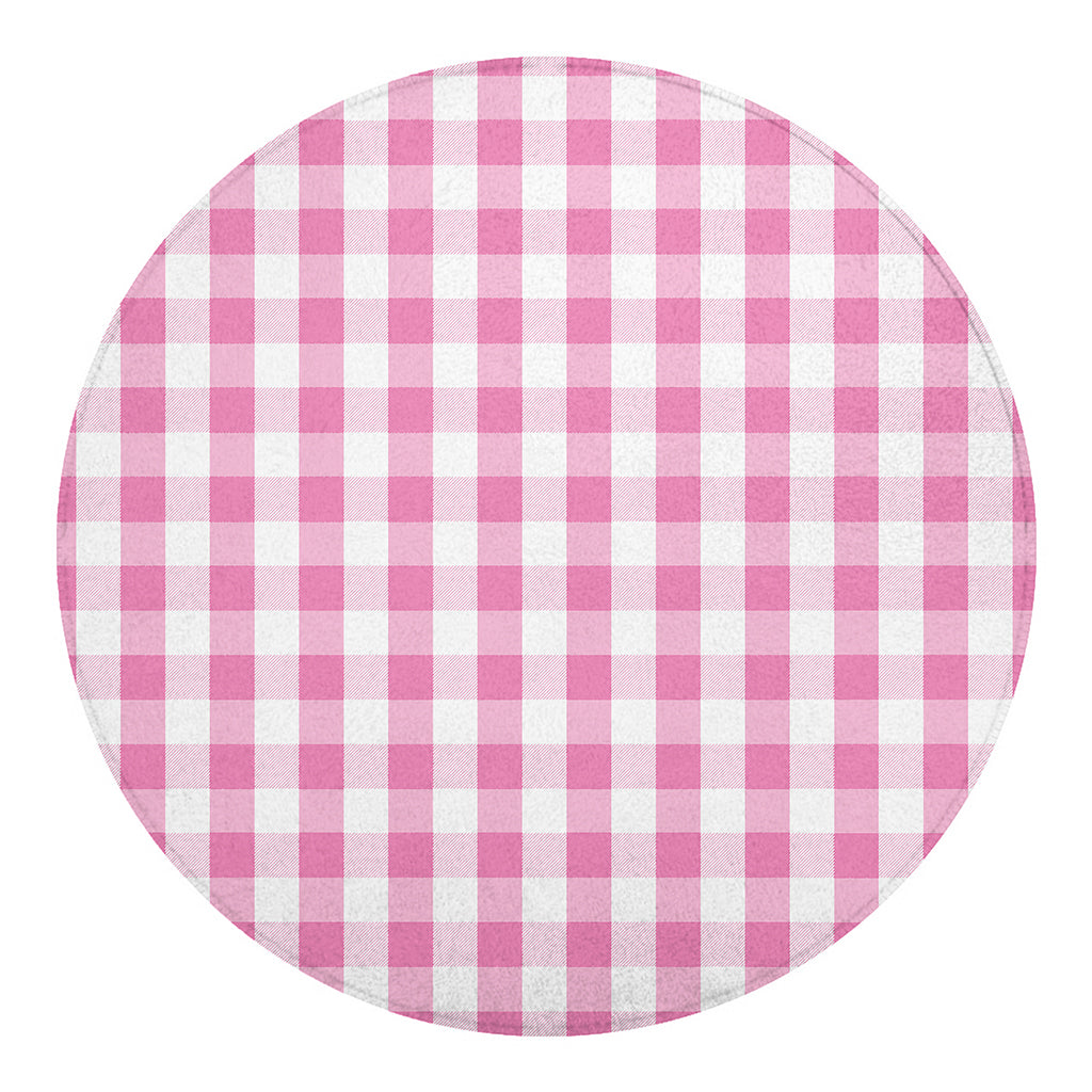 Pink And White Check Pattern Print Round Blanket