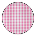 Pink And White Check Pattern Print Round Floor Mat