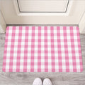 Pink And White Check Pattern Print Rubber Doormat