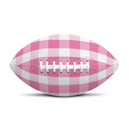 Pink And White Check Pattern Print Rugby Ball