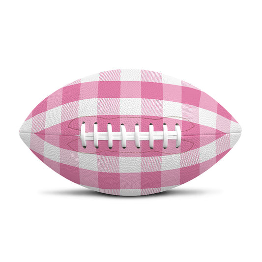 Pink And White Check Pattern Print Rugby Ball