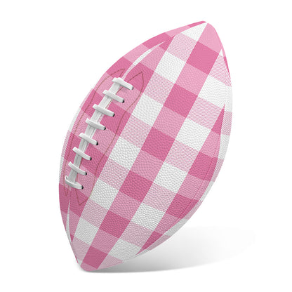 Pink And White Check Pattern Print Rugby Ball