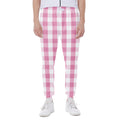 Pink And White Check Pattern Print Joggers
