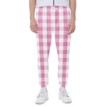 Pink And White Check Pattern Print Scuba Joggers