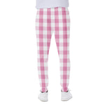 Pink And White Check Pattern Print Scuba Joggers