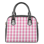Pink And White Check Pattern Print Shoulder Handbag
