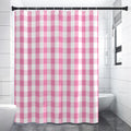 Pink And White Check Pattern Print Shower Curtain