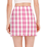 Pink And White Check Pattern Print Side Slit Mini Skirt