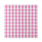 Pink And White Check Pattern Print Silk Bandana