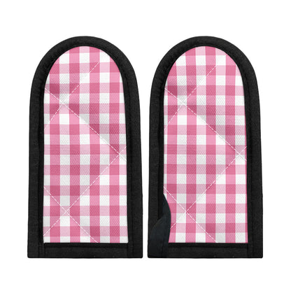 Pink And White Check Pattern Print Skillet Handle Cover
